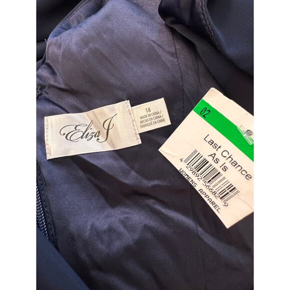 NEW ELIZA J Navy Sleeveless Pleated Embellished High-Low Gown Size 18 - Picture 8 of 9